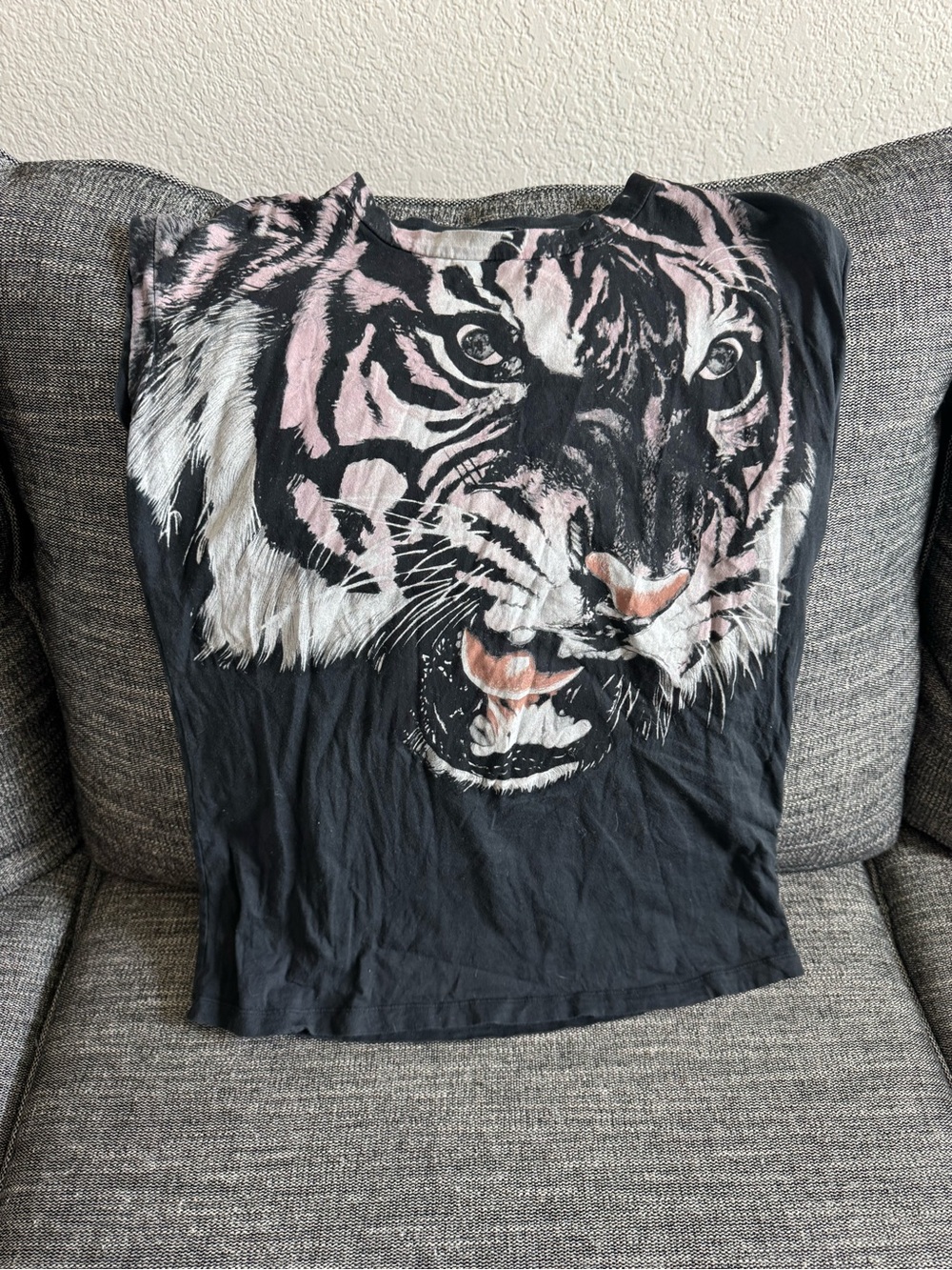 All Saints Black Tiger Print Muscle Tee - Picture 2 of 4